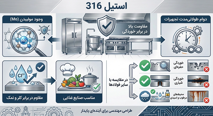 نقش استیل 316 در تجهیزات مقاوم به خوردگی